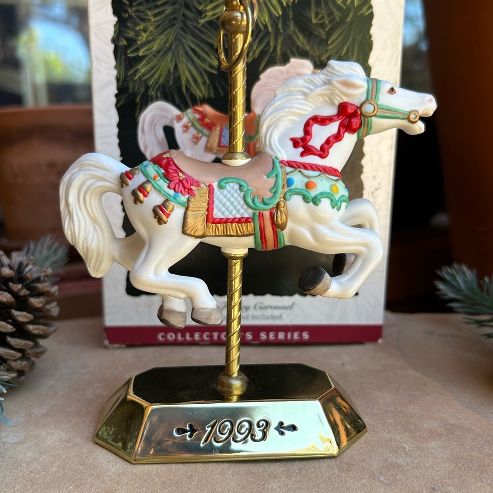Hallmark Carousel Horse 1993 Keepsake Ornament with Gold Base New in Box